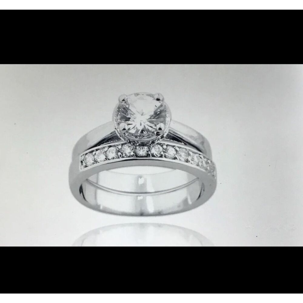 2Ct. Round Wrapped Channel Gallery Sim Diamond Bridal/Wedding Ring Set Sz 9
